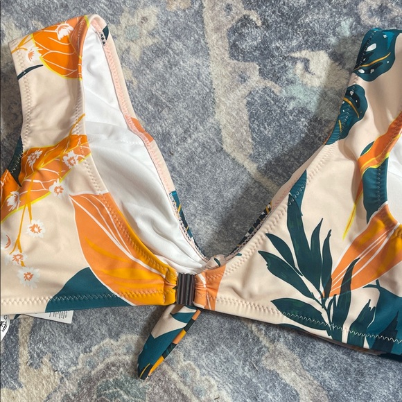 Cupshe Cream Bikini Bottom with Teal & Orange Tropical Print - Picture 3 of 7